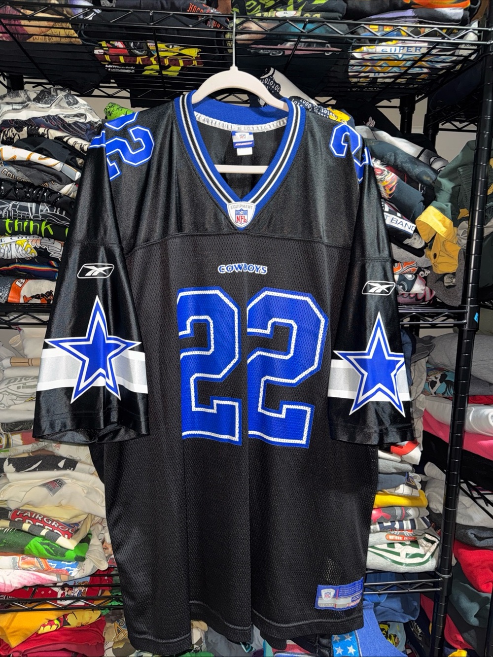 Vintage Y2K Reebok Emmitt Smith Rare Black Color Way Size 4XL